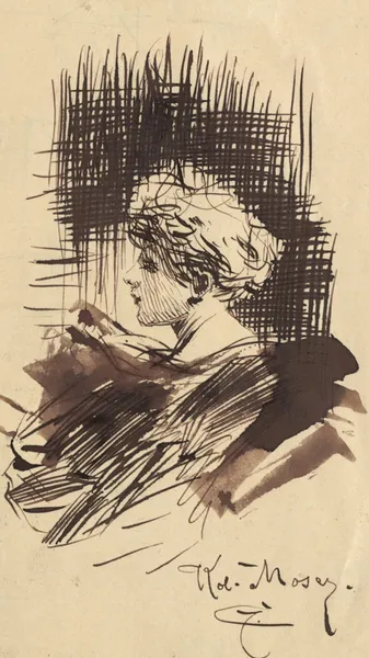 Porträtskizze av Koloman Moser