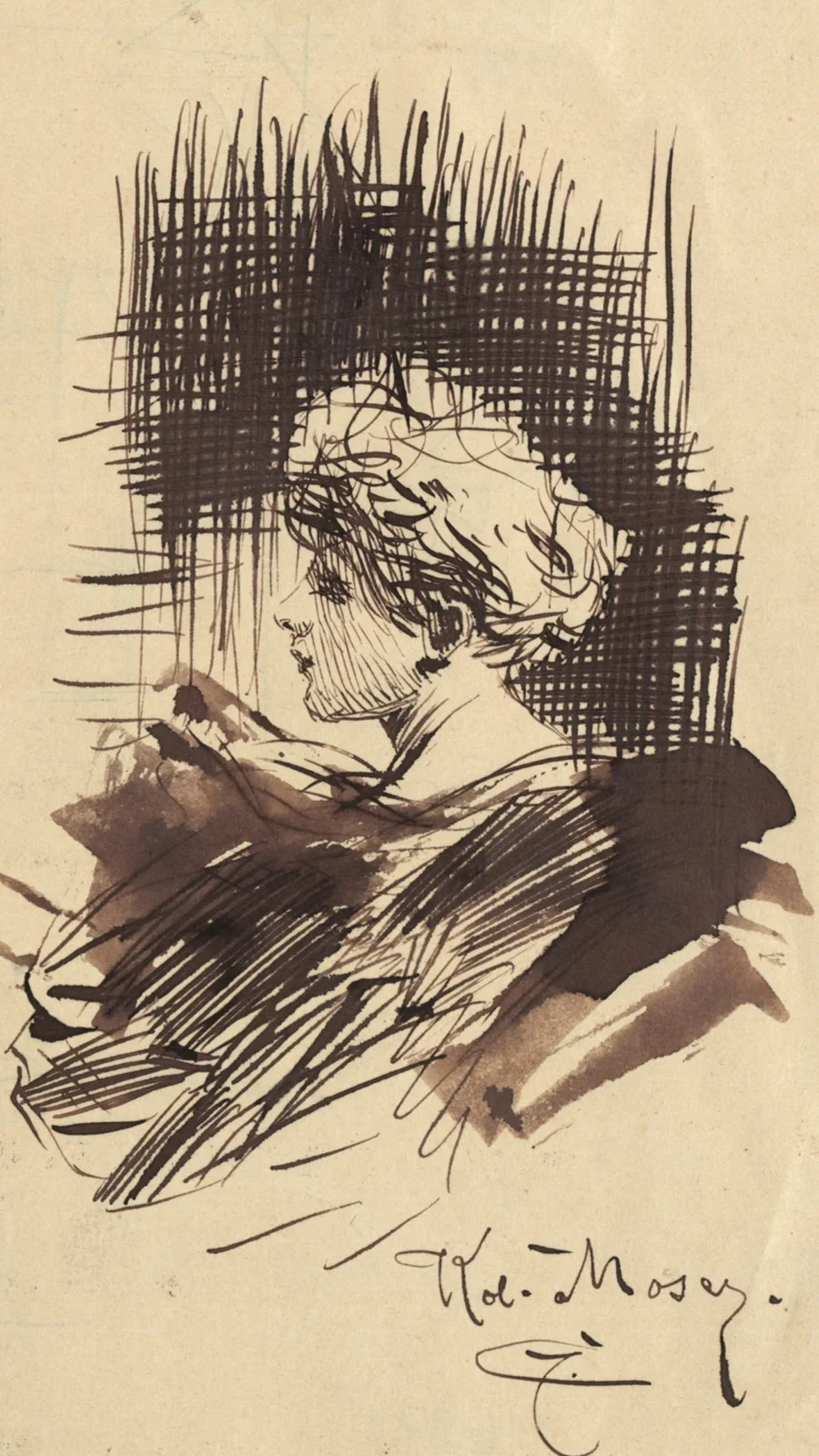 Porträtskizze av Koloman Moser