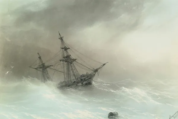 Ship In A Stormy Sea av Ivan Konstantinovich Aivazovsky