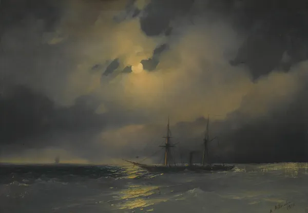 Shipping In Moonlight av Ivan Konstantinovich Aivazovsky
