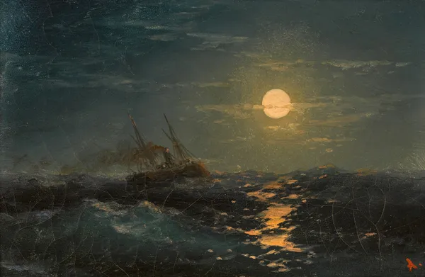 Steamship on a Moonlit Night av Ivan Konstantinovich Aivazovsky