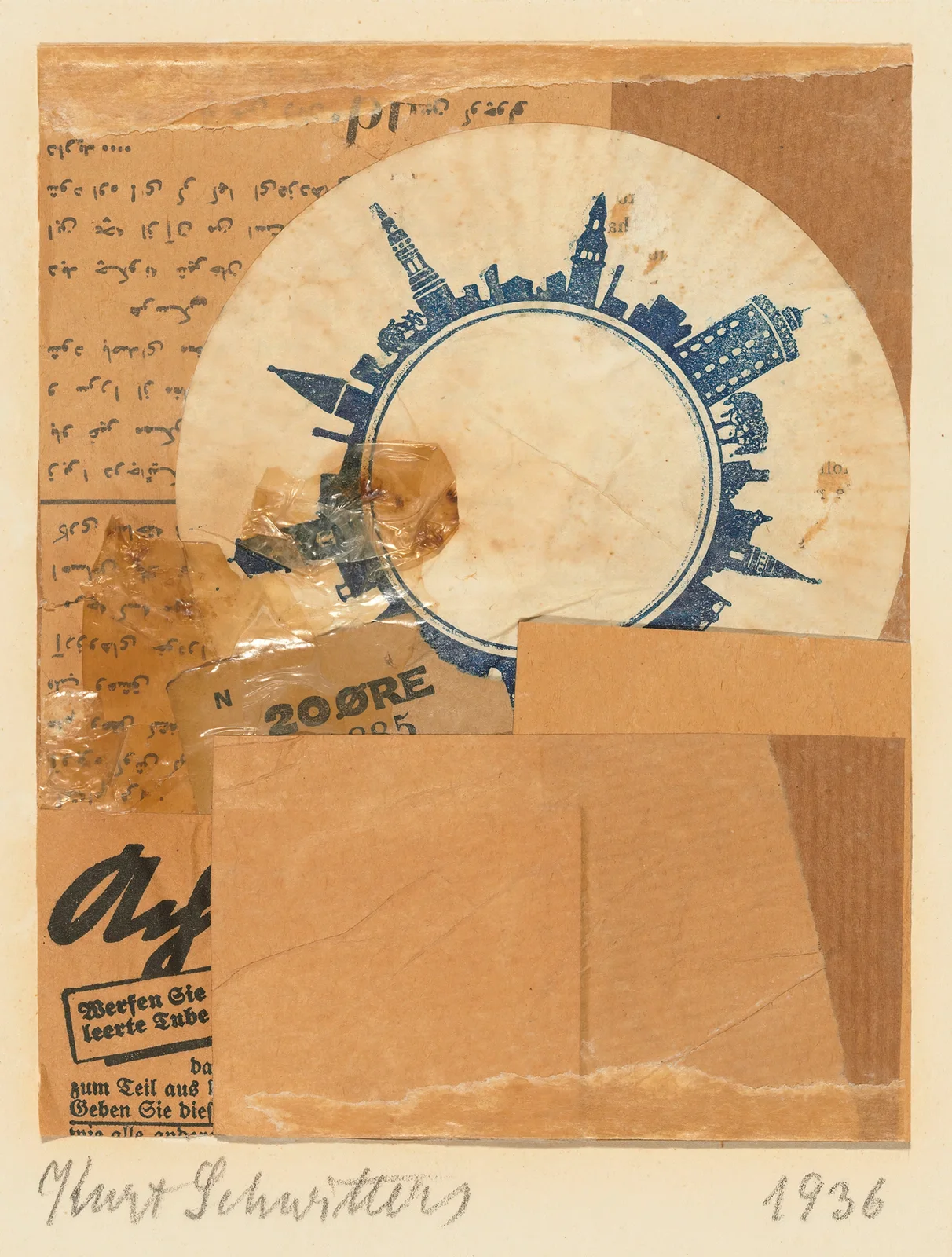 Ohne Titel (20 ØRE, mit Koranseiten), 1936 av Kurt Schwitters