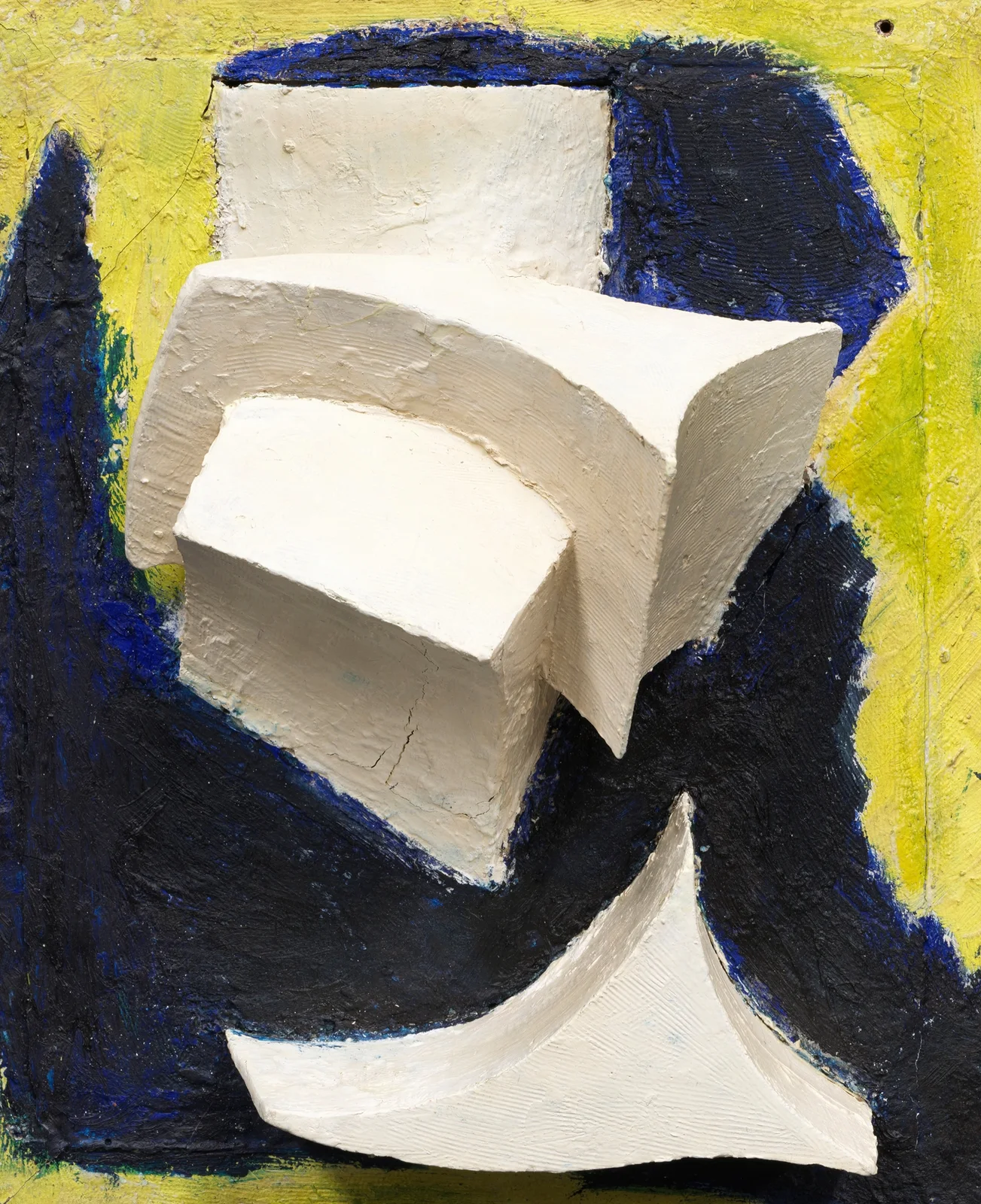Ohne Titel (Bewegtes Weiss auf Blau und Gelb) av Kurt Schwitters