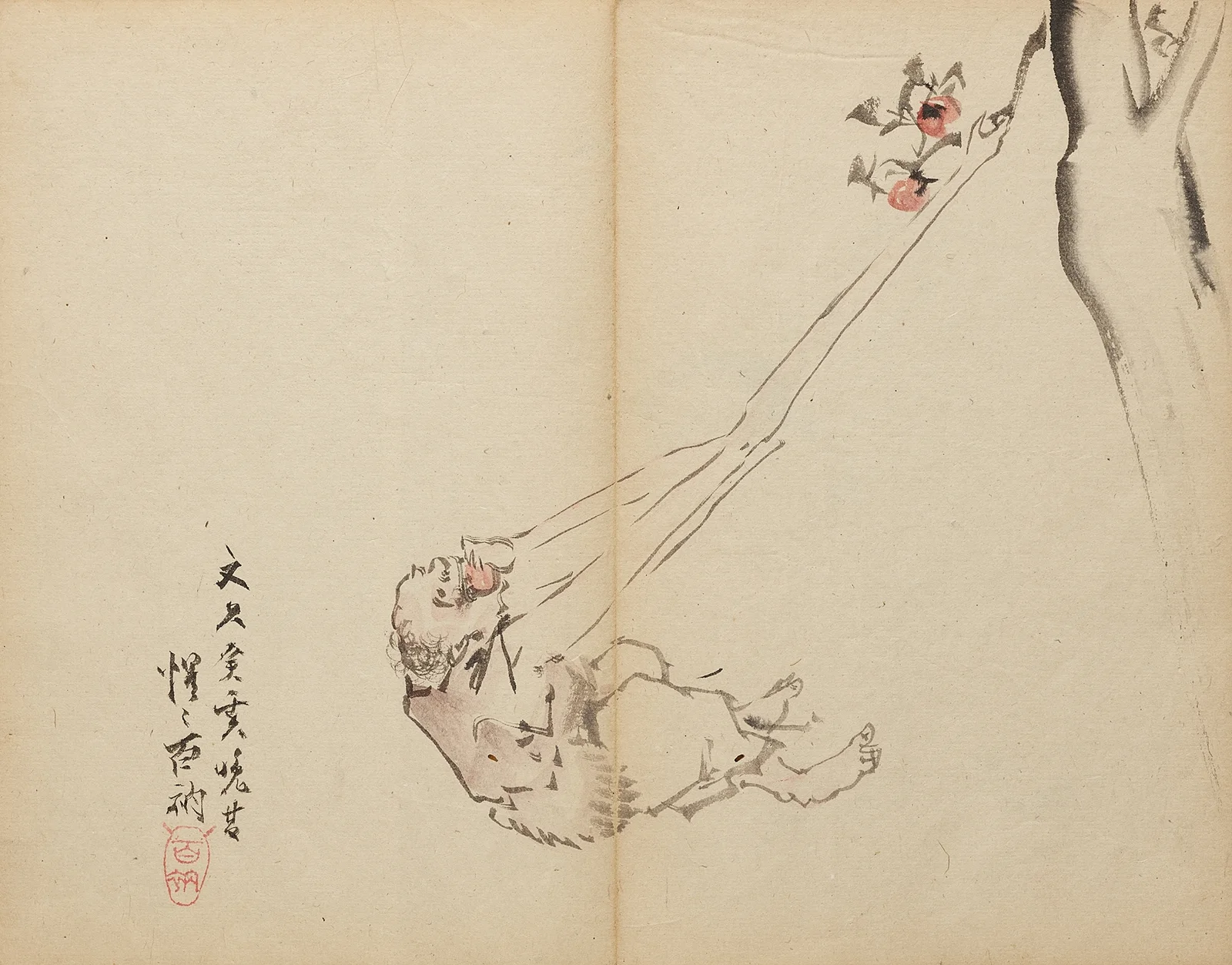 Long-arms Snatching Fruit av Kawanabe Kyōsai
