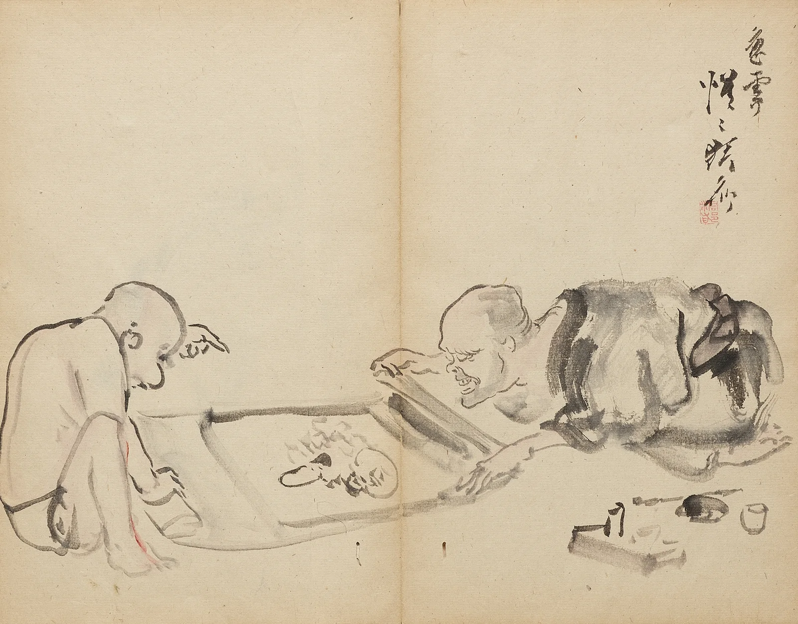 Looking at a Painting av Kawanabe Kyōsai