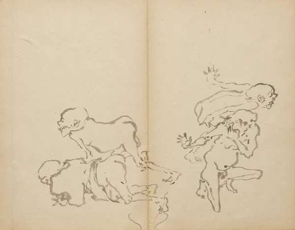 Seniors’ Farting Contest av Kawanabe Kyōsai