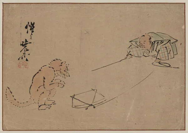 Tsuri gitsune av Kawanabe Kyōsai