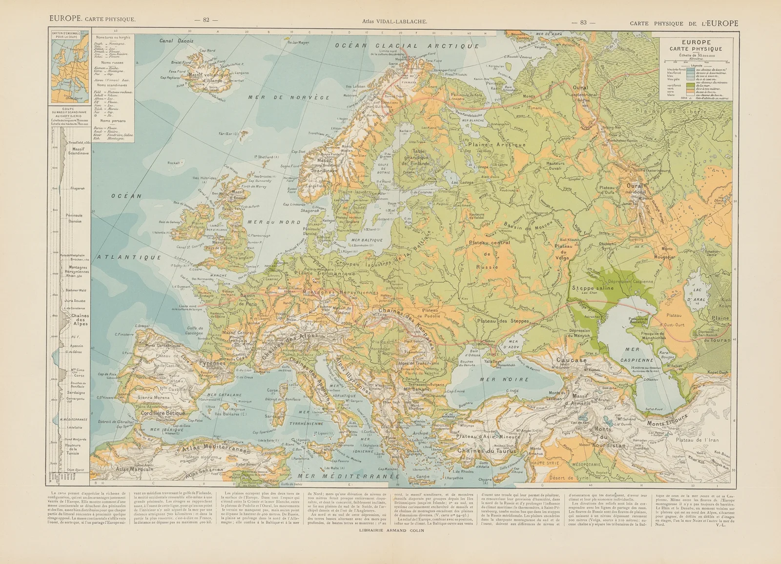 Carte Physique de l’Europe av Paul Vidal de La Blache