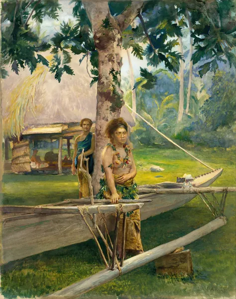 Portrait of Faase, the Taupo, or Official Virgin, of Fagaloa Bay, and Her Duenna, Samoa av John La Farge