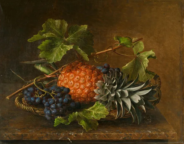 Stillleben mit Ananas und Trauben av Johan Laurentz Jensen