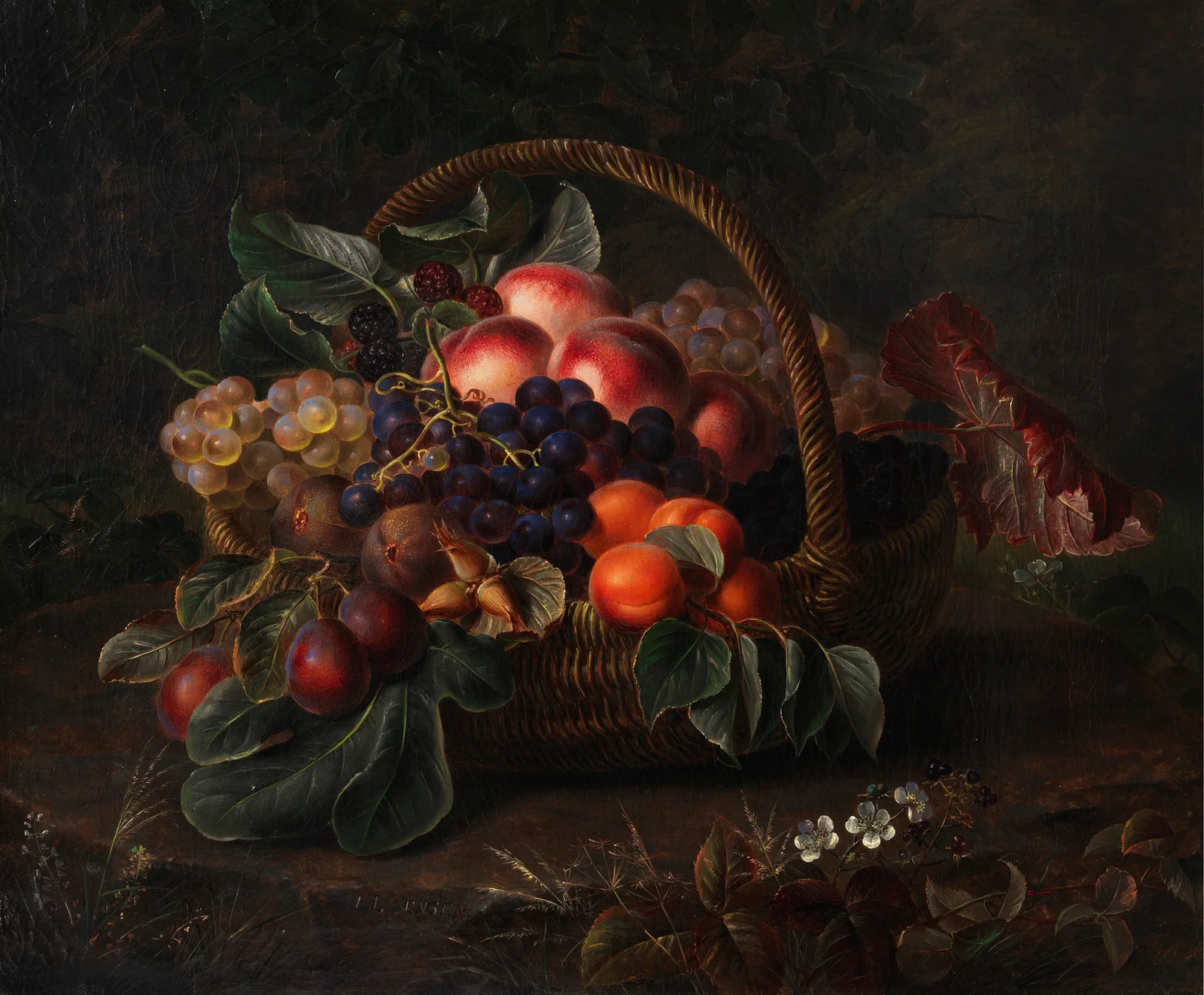 Stillleben mit Früchtekorb av Johan Laurentz Jensen