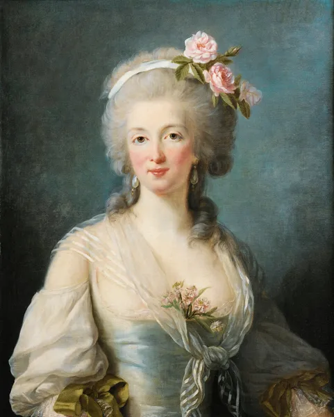Portrait of a lady said portrait of Jeanne de Valois, Comtesse de la Motte av Elisabeth Louise Vigée Le Brun