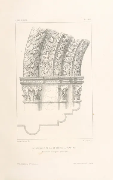 Cathédrale de Saint-Dimitri, à Vladimir. — Archivolte delà porte principale av Eugène-Emmanuel Viollet-le-Duc
