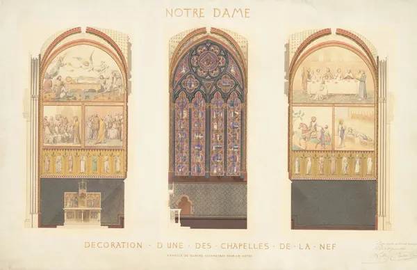 Plan for the Renovation of a Chapel in the Nave of the Cathedral of Notre Dame, Paris av Eugène-Emmanuel Viollet-le-Duc
