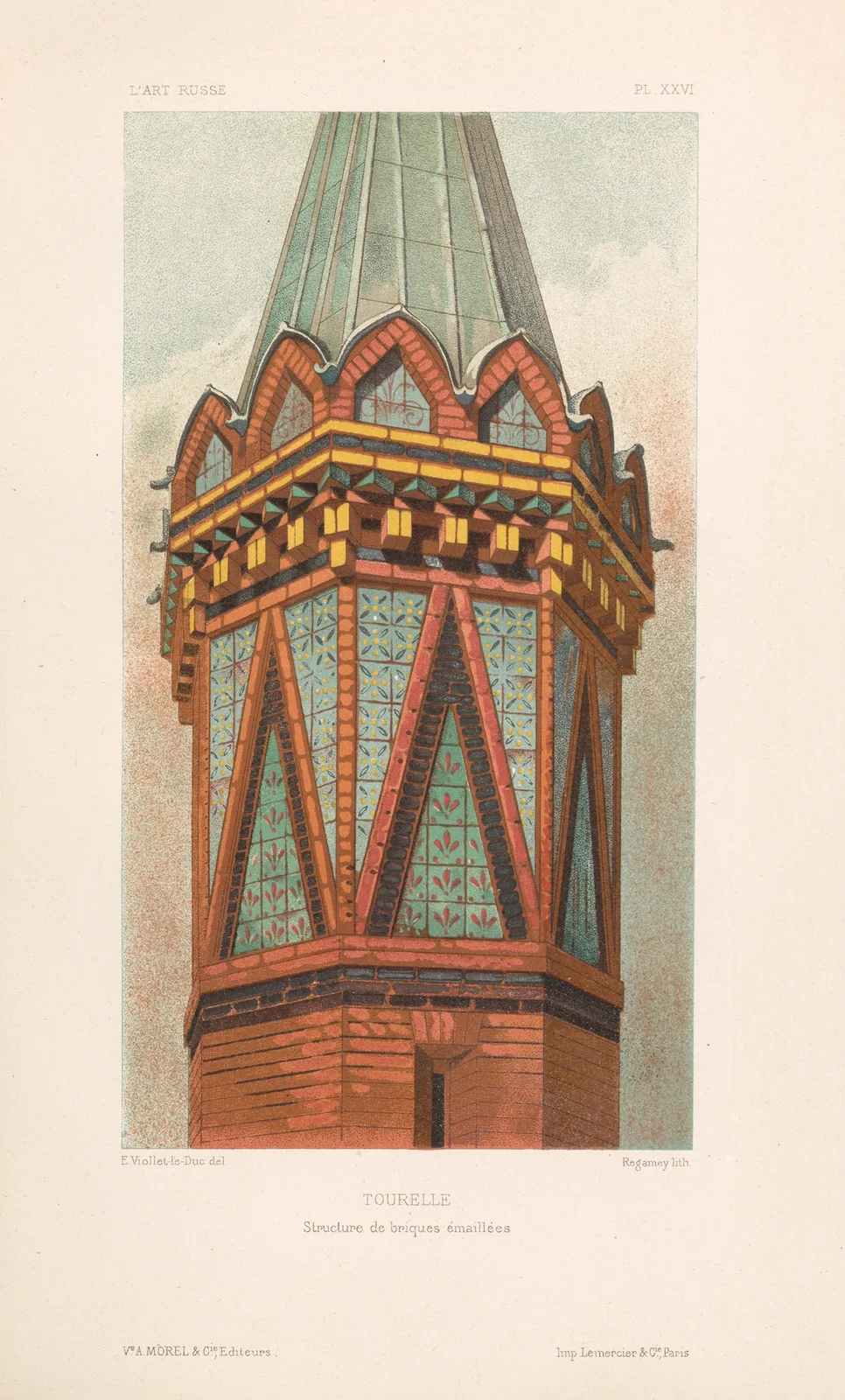 Tourelle.‎ ‎—‎ ‎Structure‎ ‎de‎ ‎briques‎ ‎émaillées‎ av Eugène-Emmanuel Viollet-le-Duc