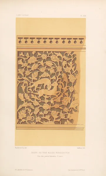 Trône du tsar Alexis Mikaïlovitch. — Une des parois latérales d’ivoire av Eugène-Emmanuel Viollet-le-Duc