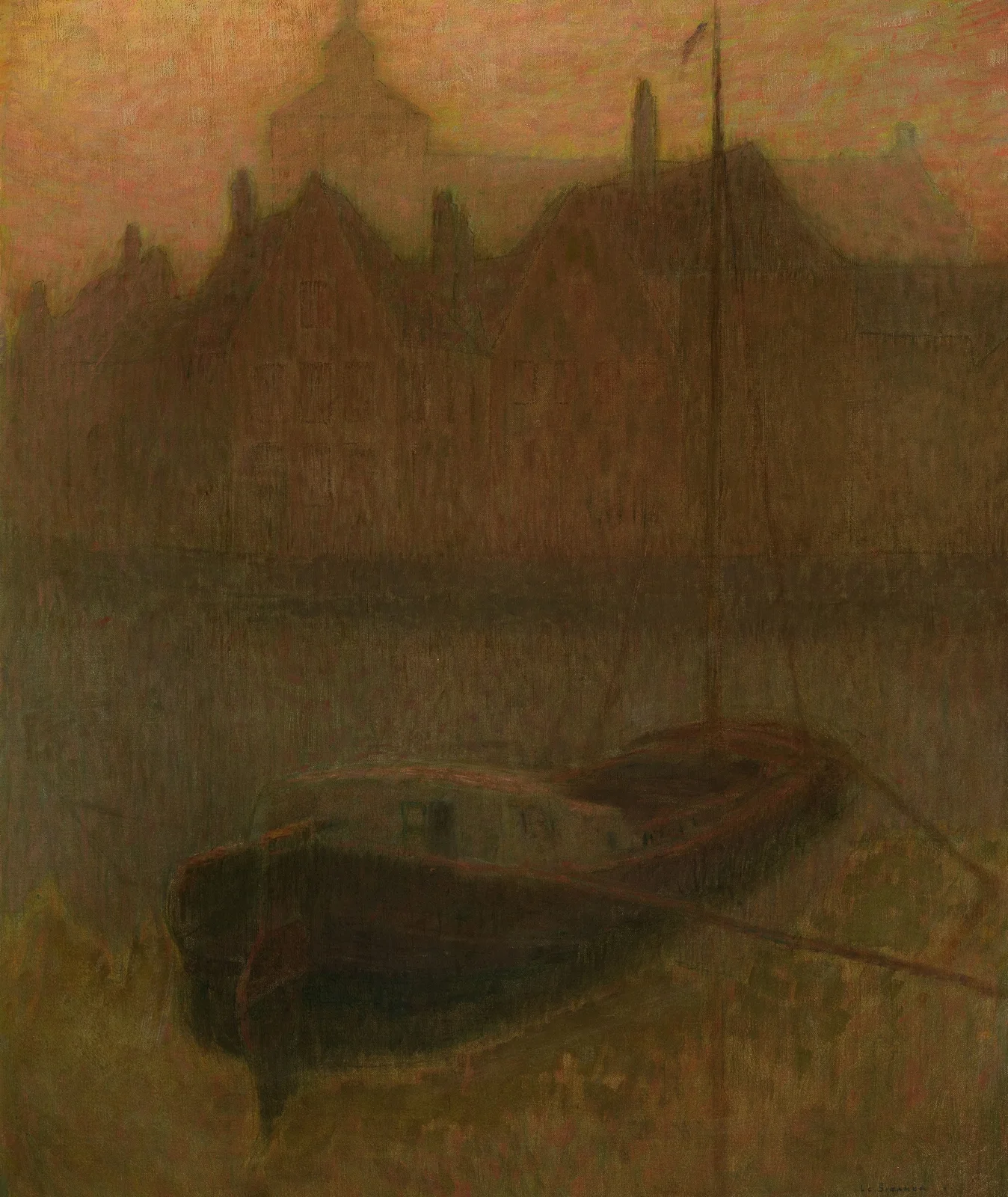 Barque sur le Canal (matin) (Boat on the Canal (Morning)) av Henri Le Sidaner