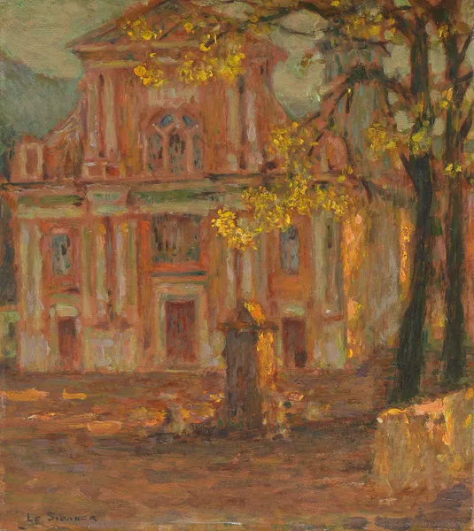 L’église, Dolceacqua av Henri Le Sidaner