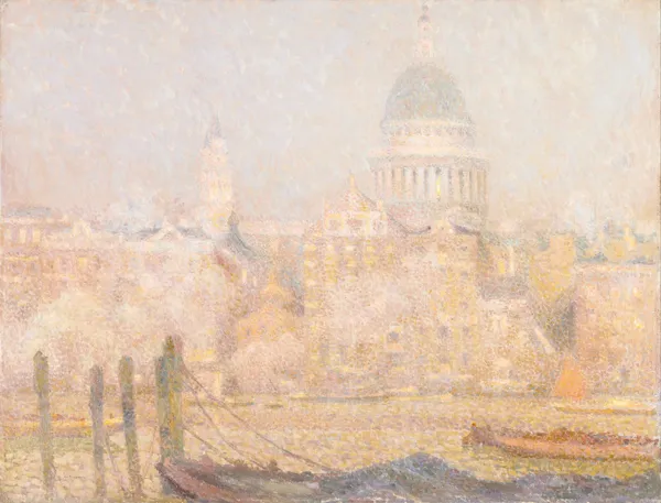 St. Paul’s from the River- Morning Sun in Winter av Henri Le Sidaner