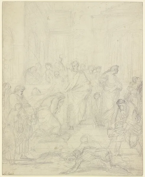 Die Predigt des Heiligen Paulus in Ephesus, 1639 av Eustache Le Sueur