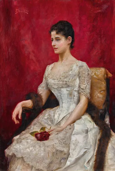 Lady in white av Julius Leblanc Stewart