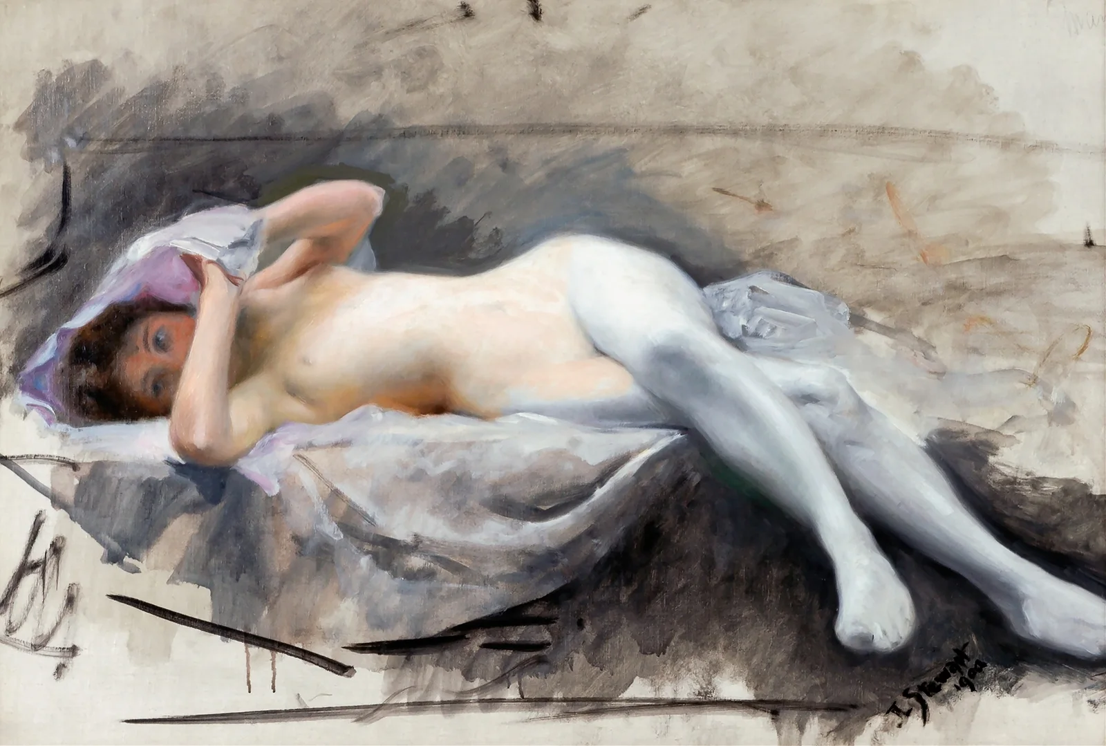 Reclining Nude av Julius Leblanc Stewart