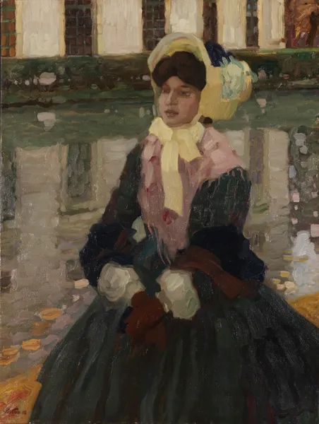 Porträt Veronika Kirmaier im Schleissheimer Garten av Leo Putz