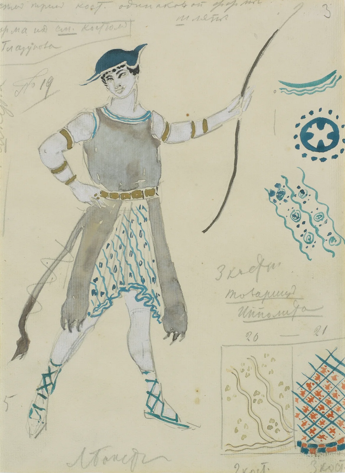 Costume design for Hyppolite av Léon Bakst