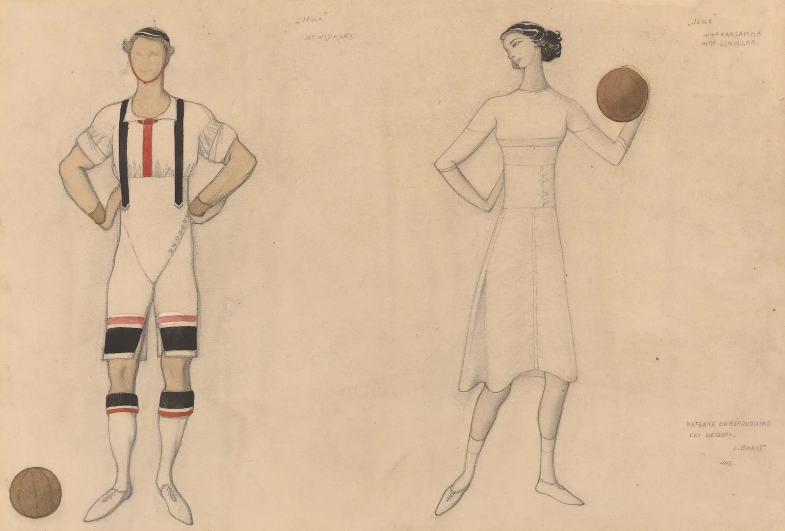 Costume Study for ‘Jeux’ av Léon Bakst