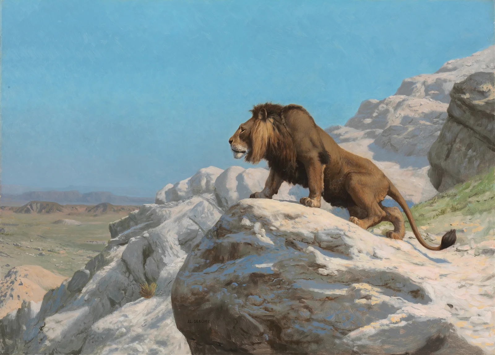 Lion on the Watch av Jean-Léon Gérôme