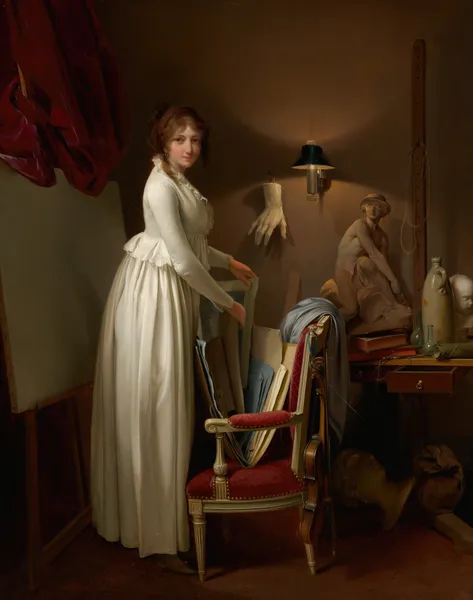 The Artist’s Wife In His Studio av Louis-Léopold Boilly
