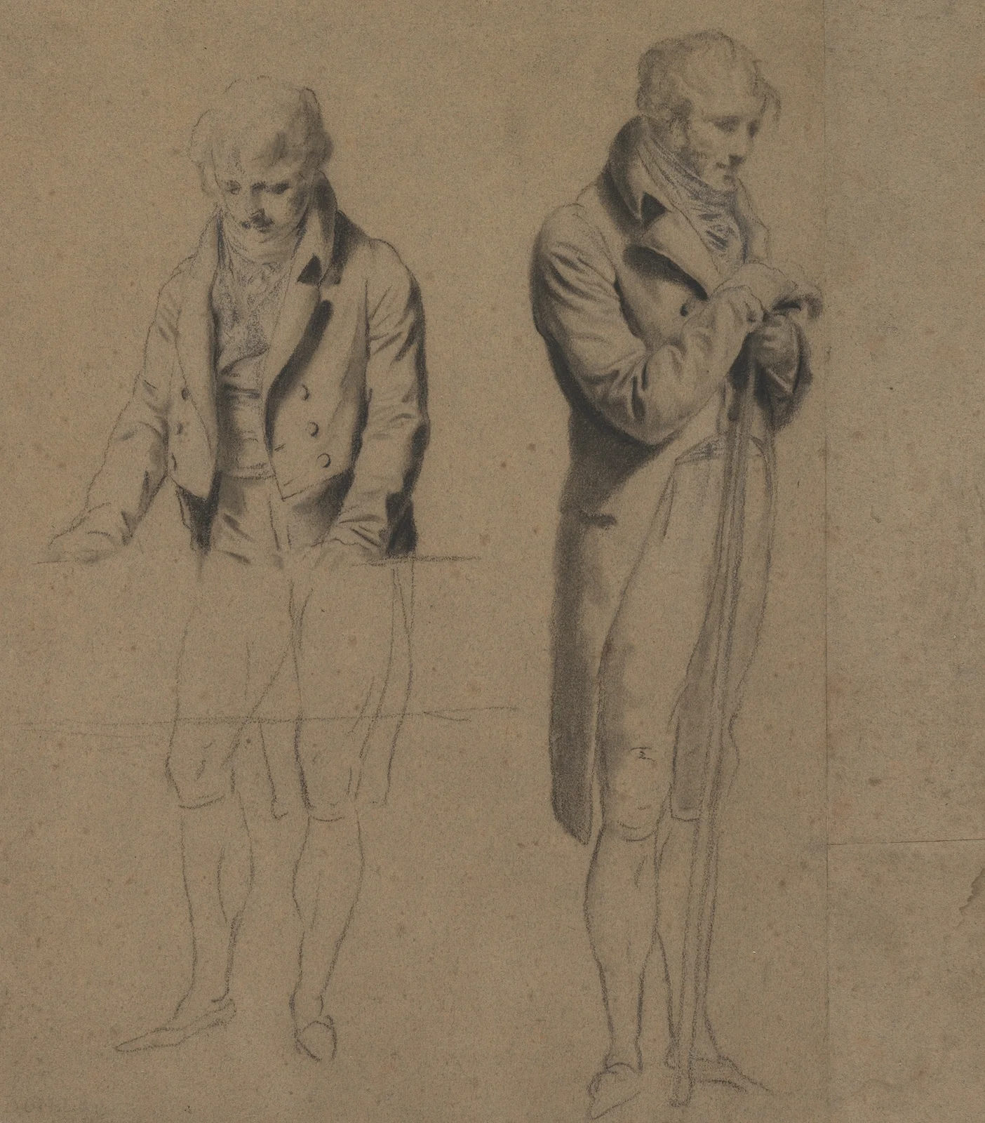 Two Standing Figures (Study for A Game of Billiards) av Louis-Léopold Boilly