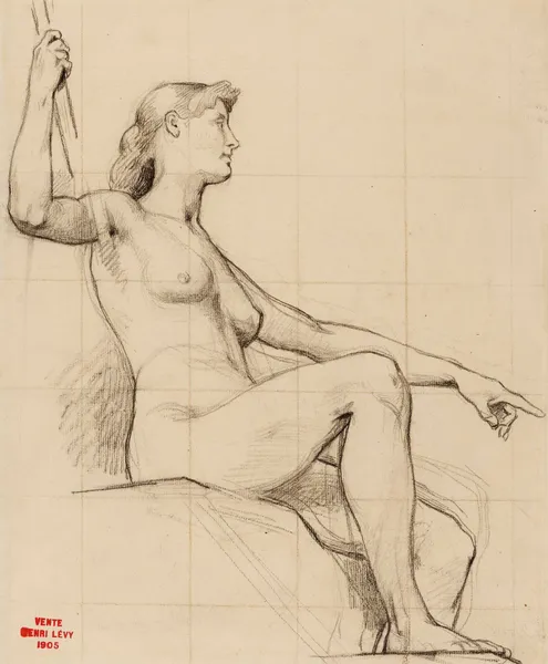 Etude d’une femme nue assise av Henri Leopold Lévy