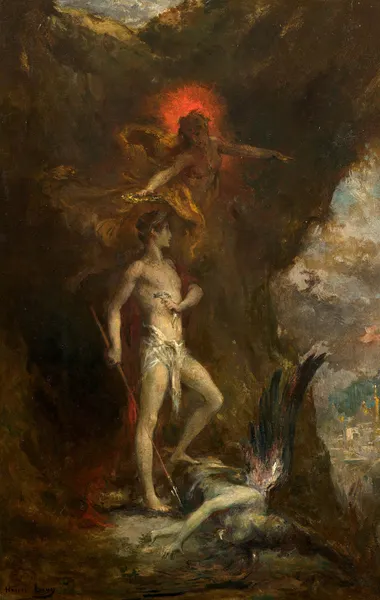 Oedipus conquers the Sphinx av Henri Leopold Lévy