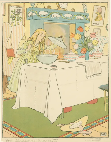Goldilocks tastes the porridge av Leonard Leslie Brooke