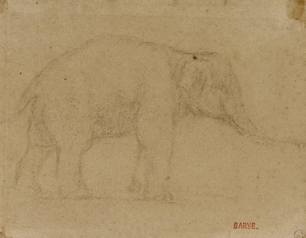 Etude d’éléphant marchant av Antoine-Louis Barye