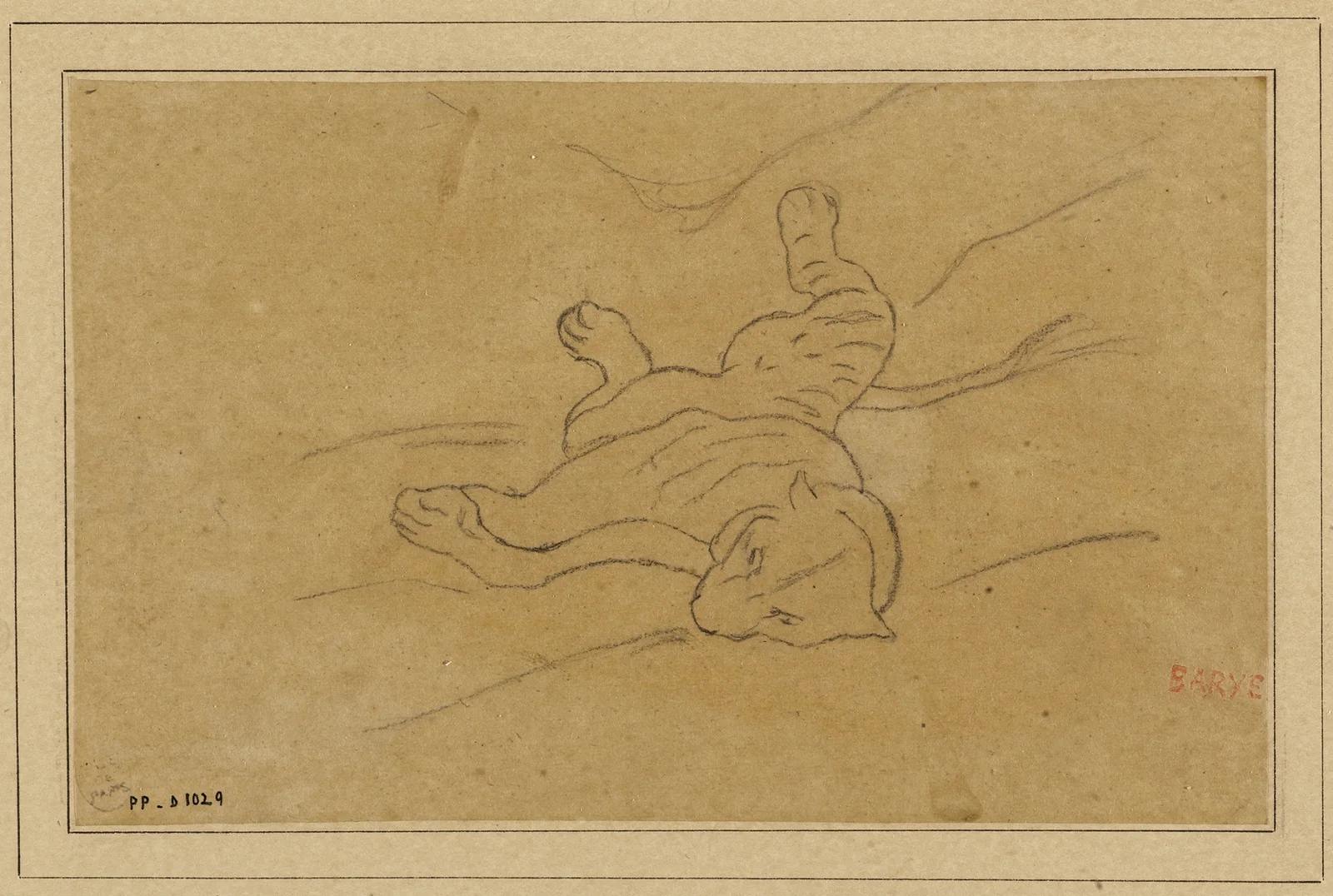Panthère couchée de face (19th century) av Antoine-Louis Barye