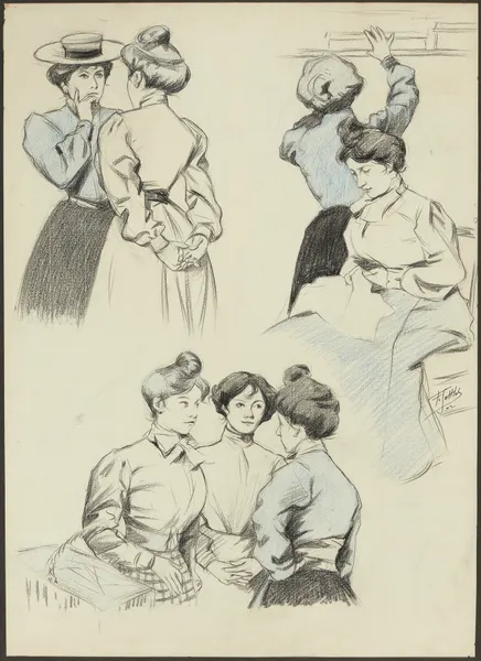 Femmes bavardant av Fernand Louis Gottlob