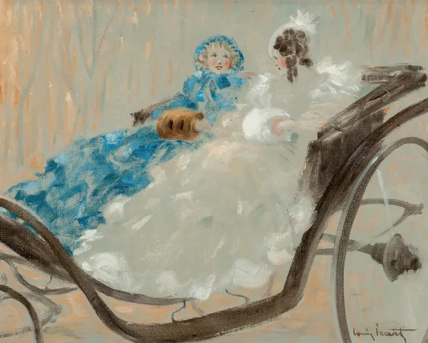 En calèche (à Versailles) av Louis Icart
