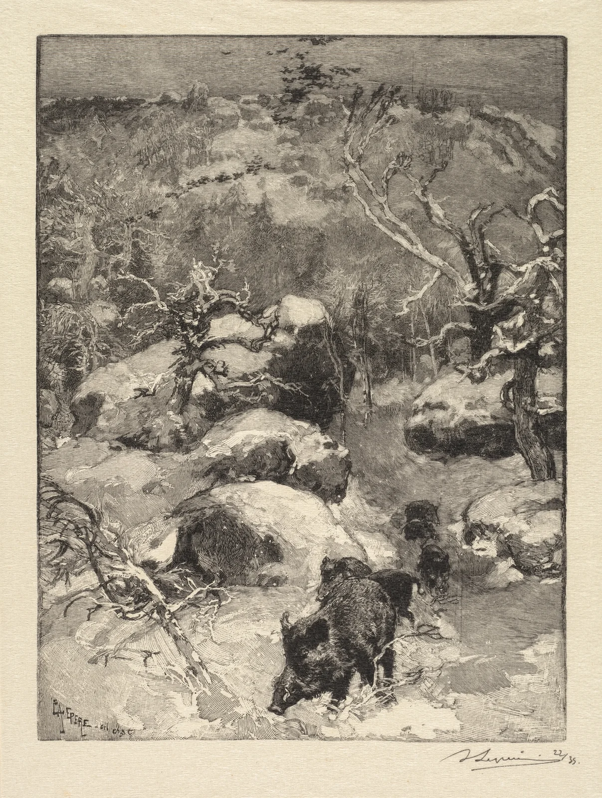 Cuvier-Châtillon Cliff av Auguste Louis Lepère