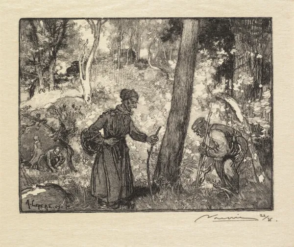 Mushroom Hunters at the Rocher Bernard av Auguste Louis Lepère
