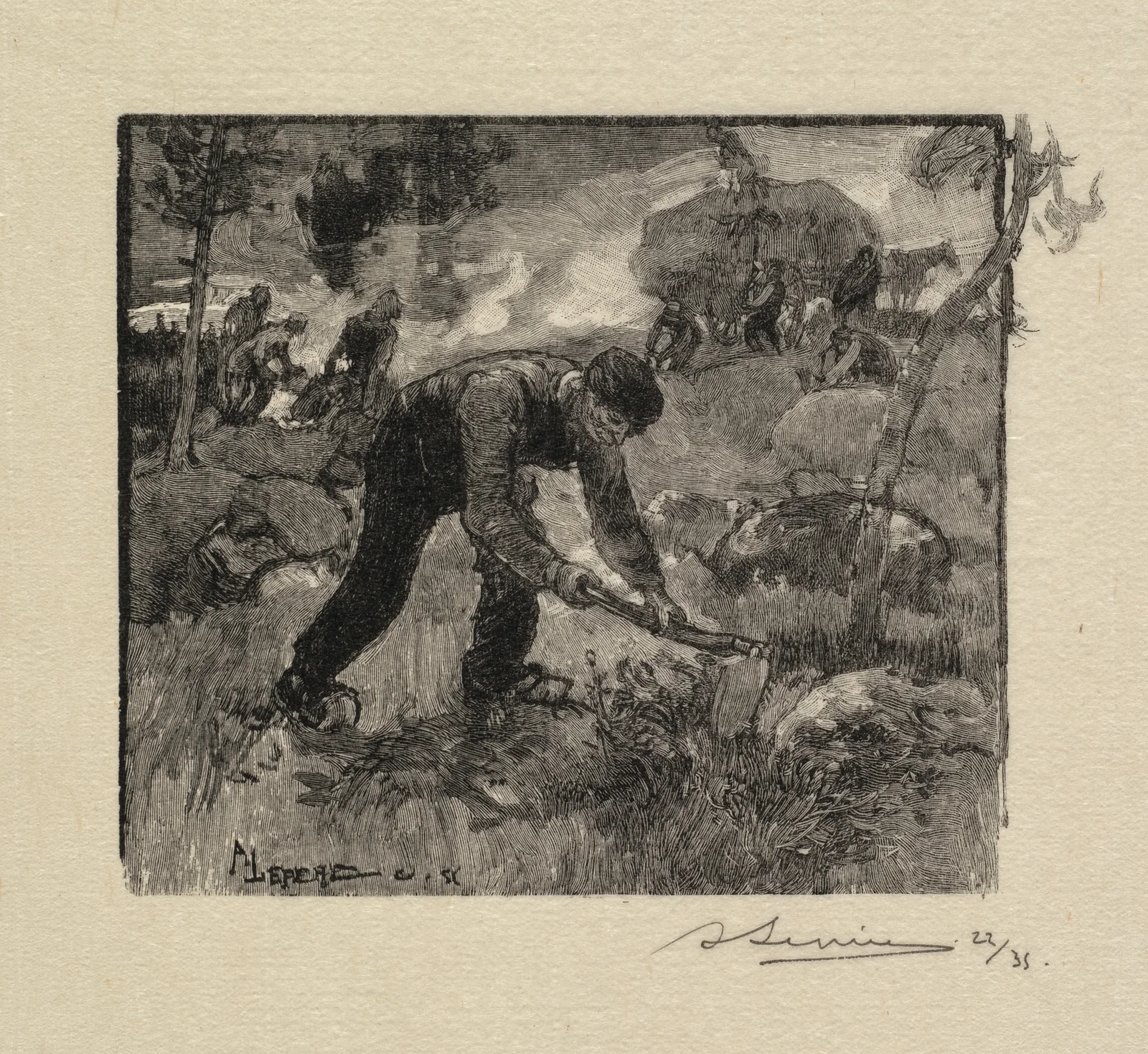 Pulling the Heather av Auguste Louis Lepère