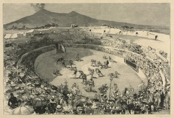 Taly. The Festival of Pompei, The circus of gladiators av Auguste Louis Lepère