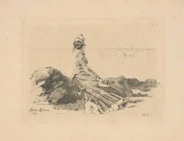Femme assis sur un rocher (Woman sitting on a rock), 1874 – nr 1 av Louise Abbéma