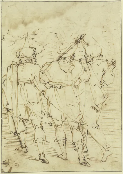 Christus begegnet den Jüngern auf dem Gang nach Emmaus av Luca Cambiaso