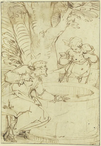 Christus und die Samariterin av Luca Cambiaso