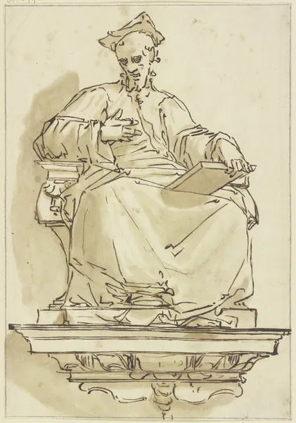 Konsolstatue eines sitzenden Kardinals av Luca Cambiaso