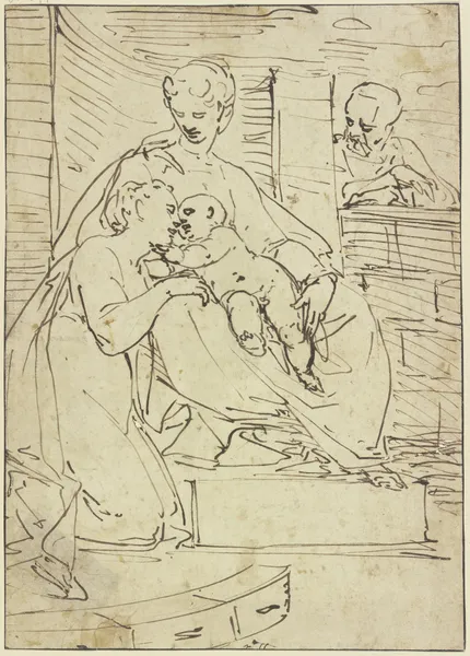 Mystische Vermählung der Heiligen Katharina mit dem Jesusknaben av Luca Cambiaso