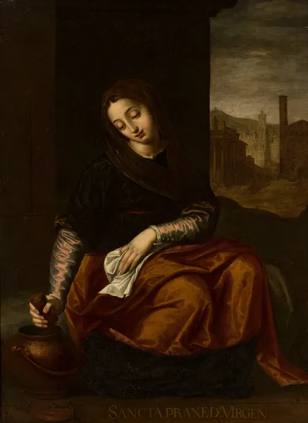Saint Práxedes av Luca Cambiaso