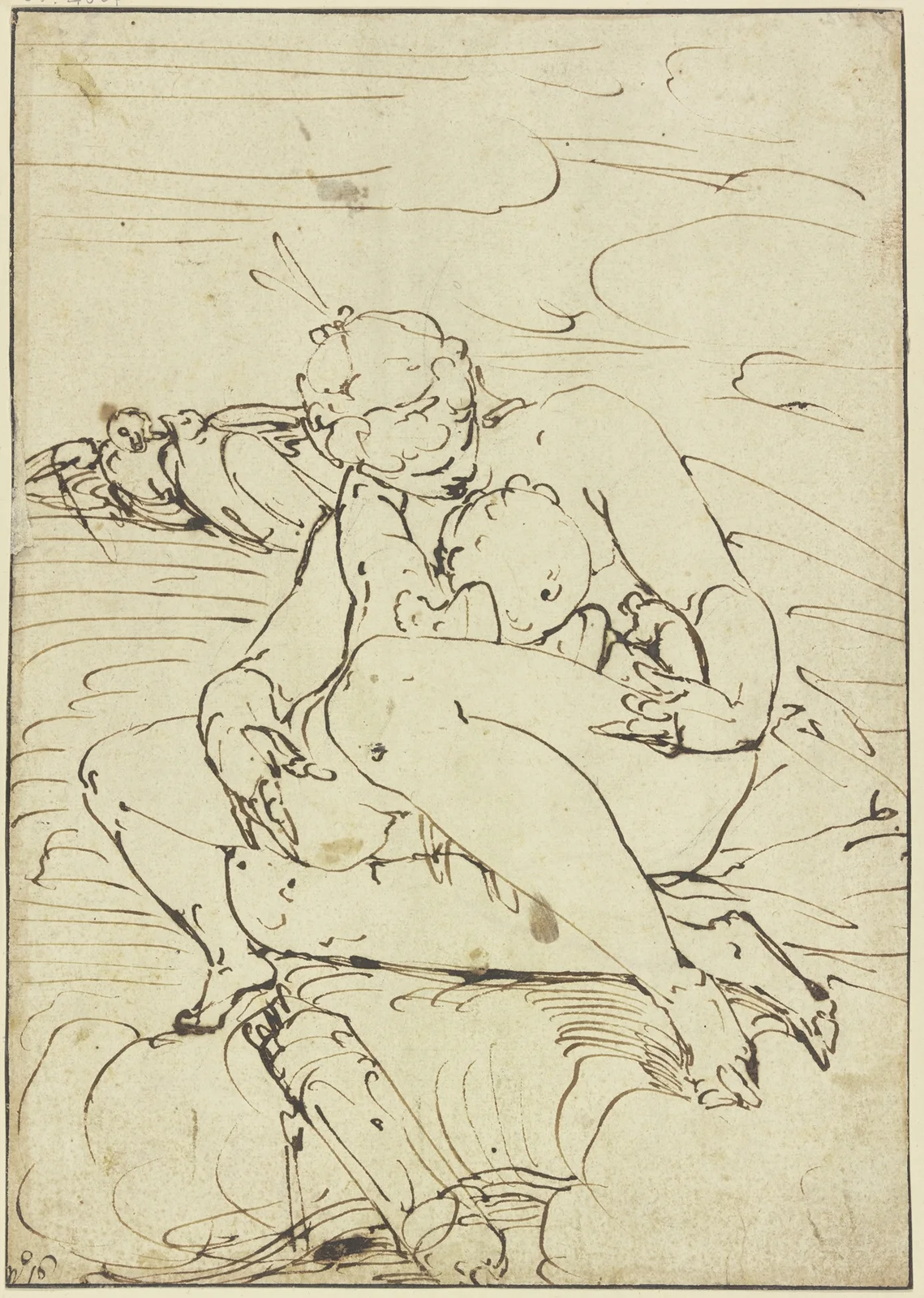 Venus caressing Cupid av Luca Cambiaso